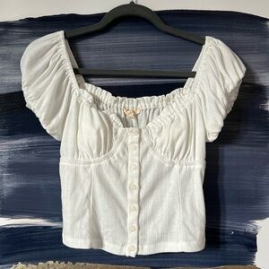 NWT Et Clet pouf sleeve gathered waist top